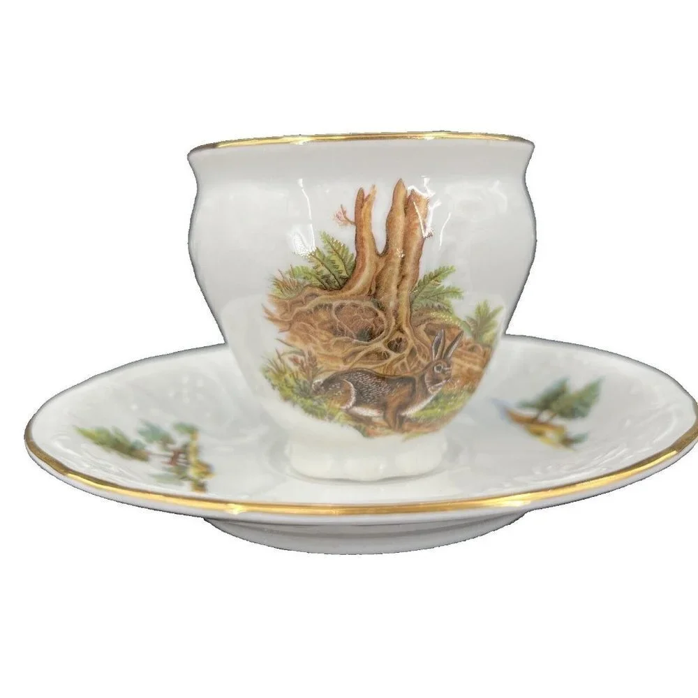 Bernadotte ‎ Czech Republic Wildlife Hare Espresso Demitasse Cup and Saucer